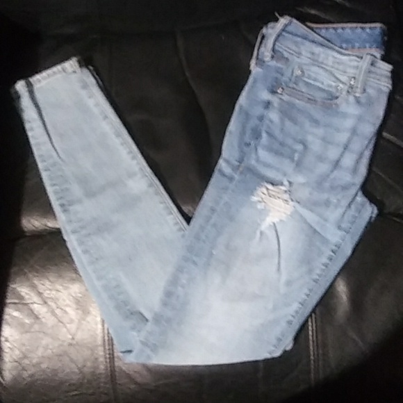 "Aero" Women's Stretchy Distressed Denim Low Rise Skinny Blue Jeans - Picture 3 of 4